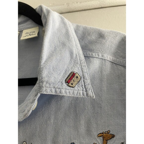 VTG Lets Quizz Again New York Womens Shirt L Short Sleeve Embroidered Animals - Picture 5 of 12